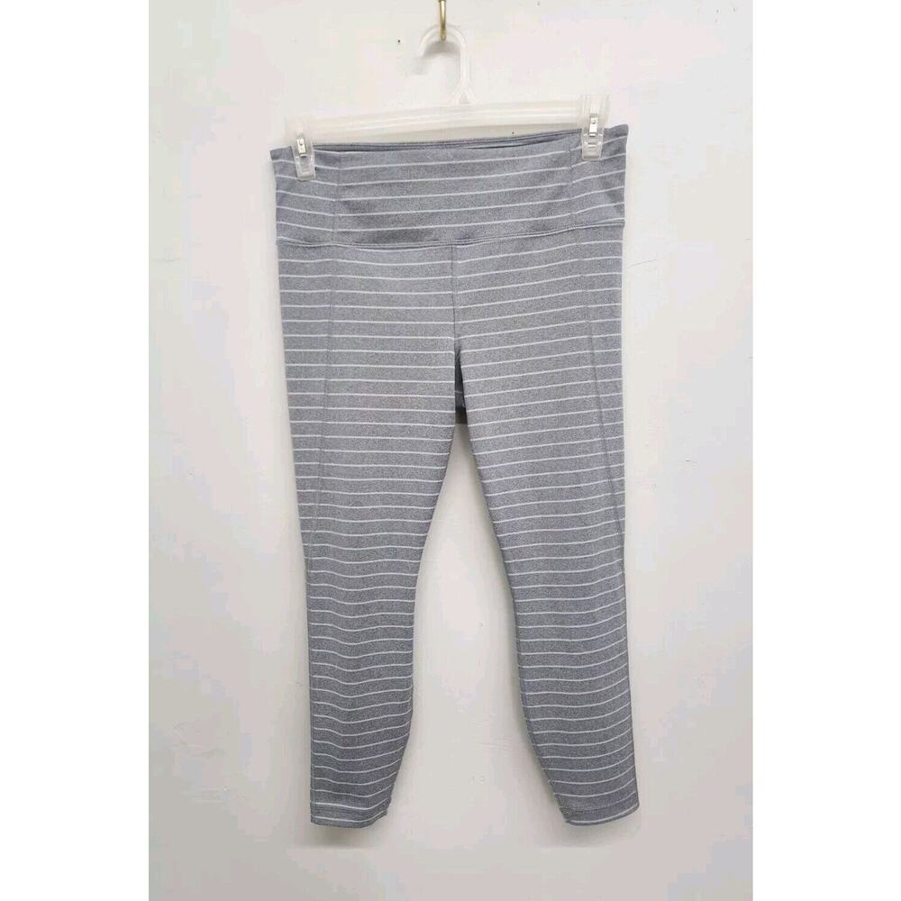 ATHLETA Salutation 7/8 Tight Powervita Grey White Pinstripe Legging Size Large